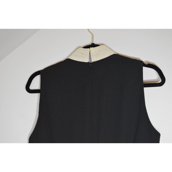 Vintage Little Black Dress Midi Evan Picone Beaded Collar Size 12 - Picture 6 of 7